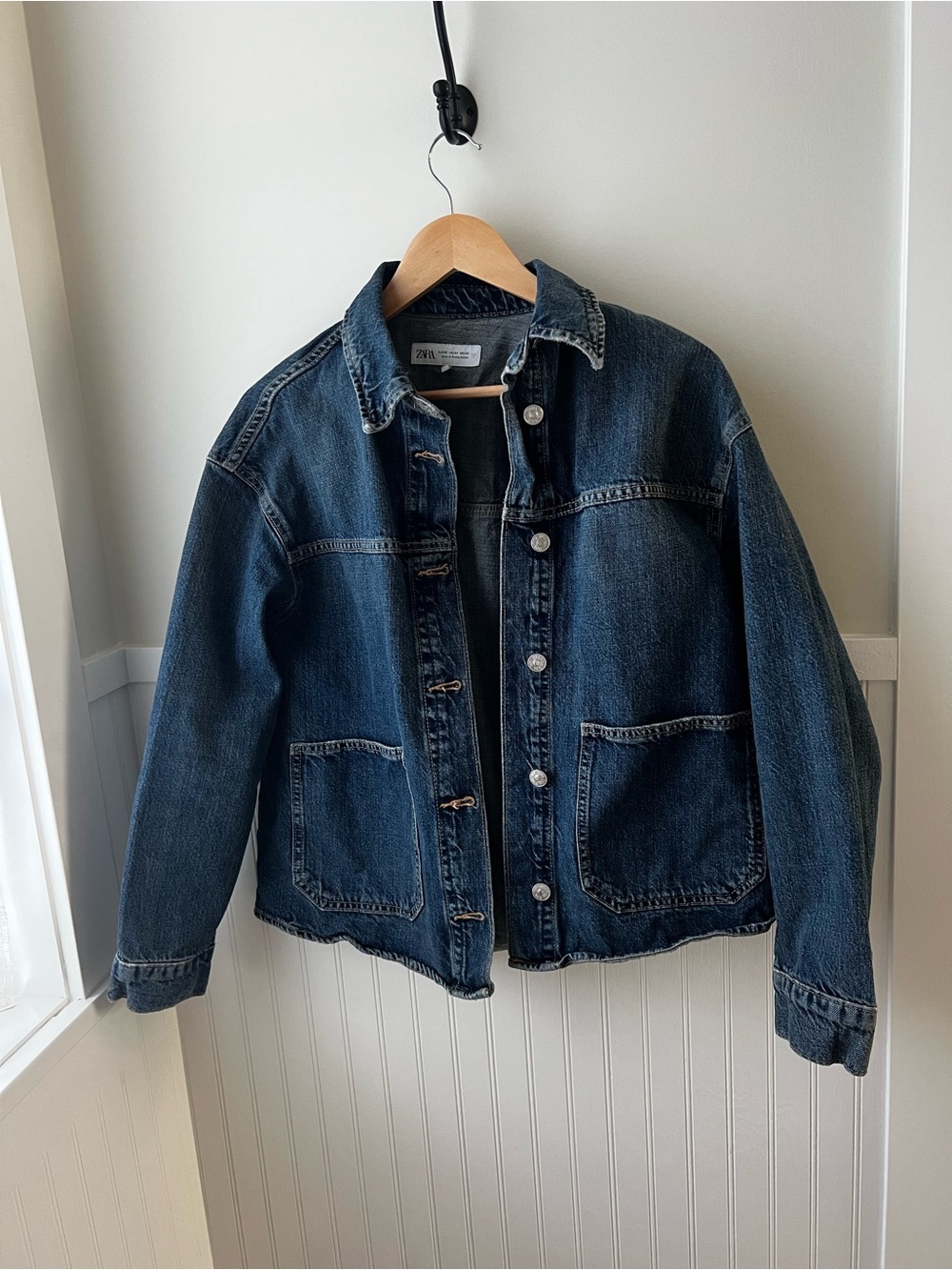 Zara Womens Navy Blue Denim Jacket